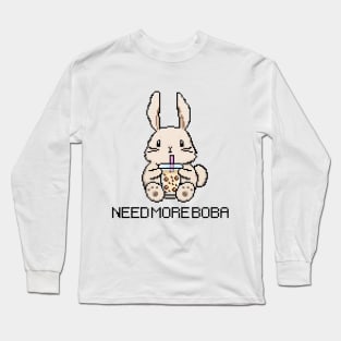 Pixel Bunny Needs More Boba Tea! Long Sleeve T-Shirt